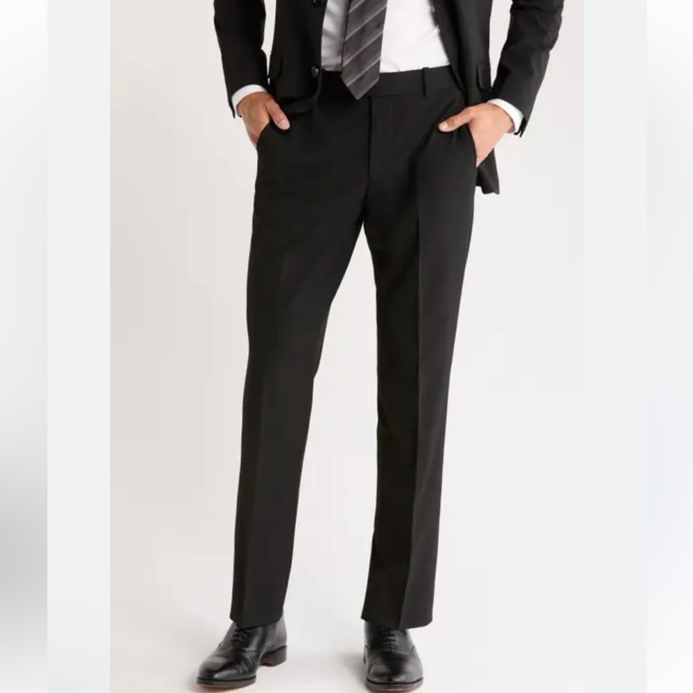 NORDSTROM RACK Suit Separates Black Suit Pants Size 40X32 Flat Front Business - Picture 3 of 11